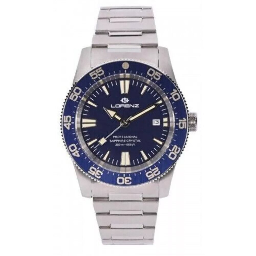 Watch LORENZ Man Woman Shark 4 Date Display Steel /Blue /656 2/12ft 030229BB